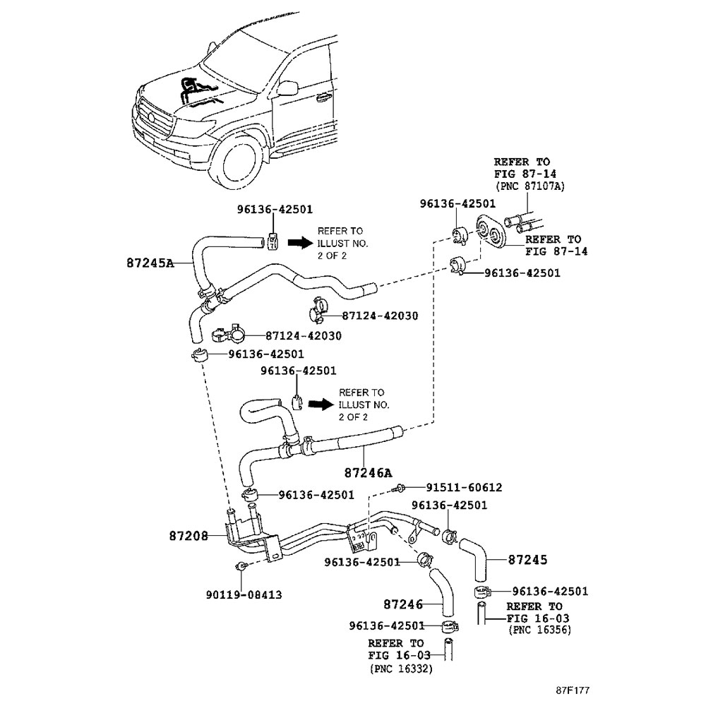 شیلنگ بخاری خروجی تویوتا لندکروز 200